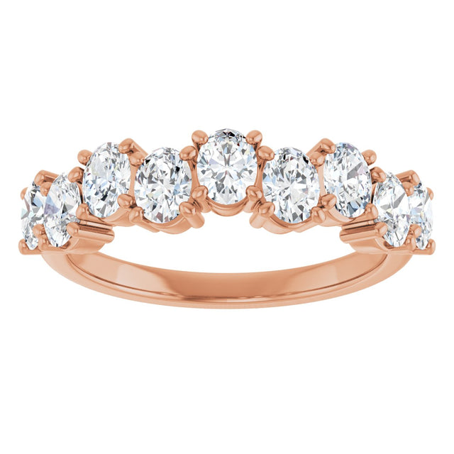 14K Gold Oval Natural Diamond Scattered Anniversary Band – 1 3/8 CTW - Rose Gold - view 3