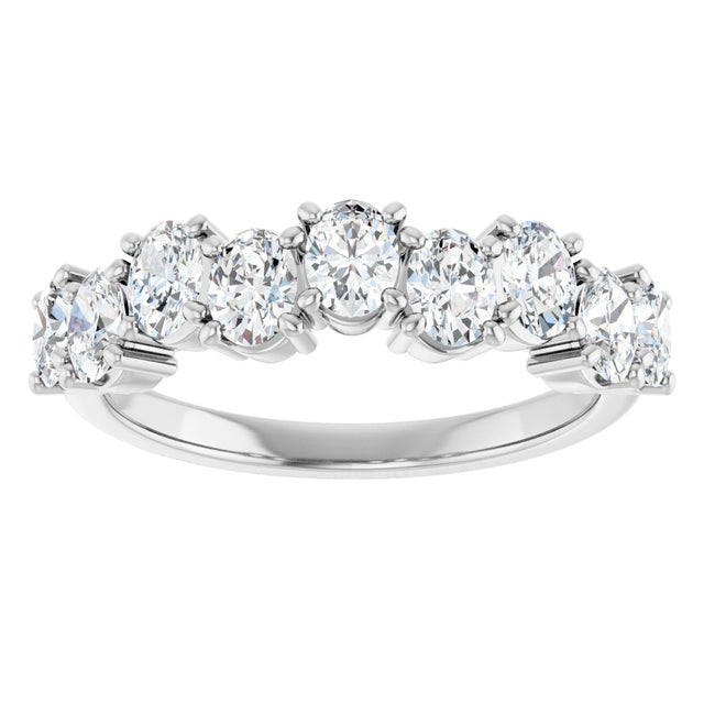 14K Gold Oval Lab-Grown Diamond Scattered Anniversary Band – 1 3/8 CTW - White Gold - view 3