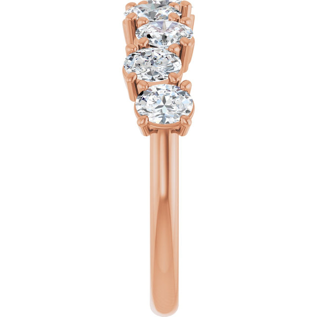 14K Gold Oval Natural Diamond Scattered Anniversary Band – 1 3/8 CTW - Rose Gold - view 4