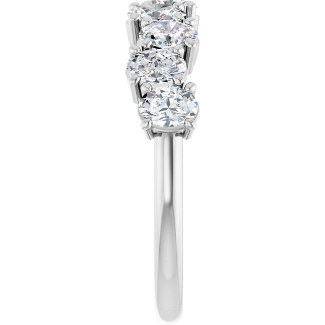 14K Gold Oval Lab-Grown Diamond Scattered Anniversary Band – 1 3/8 CTW - White Gold - view 4