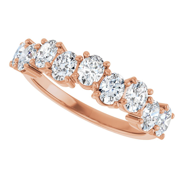 14K Gold Oval Lab-Grown Diamond Scattered Anniversary Band – 1 3/8 CTW - Rose Gold - view 5