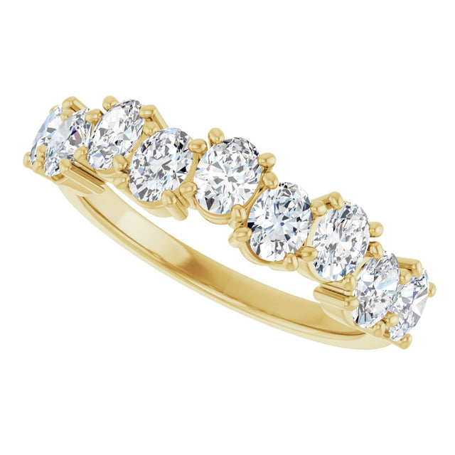 14K Gold Oval Natural Diamond Scattered Anniversary Band – 1 3/8 CTW - Yellow Gold - view 5