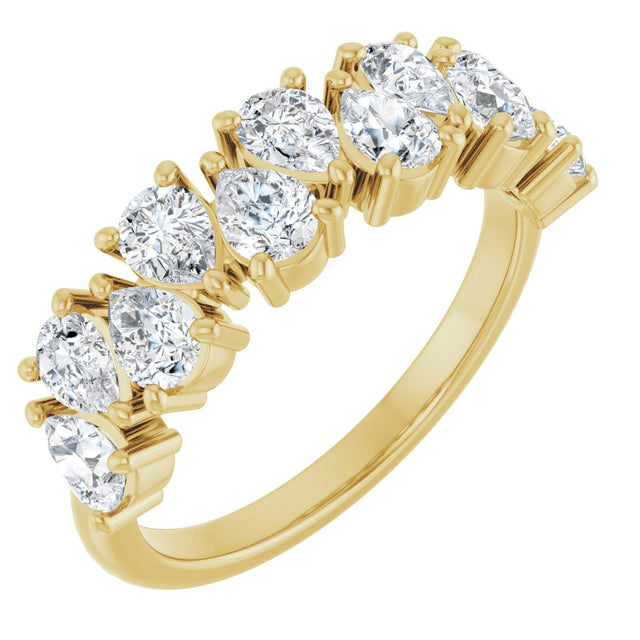 14K Gold Pear Lab-Grown Diamond Scattered Anniversary Band – 1 1/2 CTW - Yellow Gold