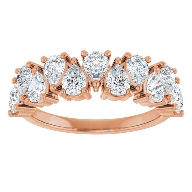 14K Gold Pear Natural Diamond Scattered Anniversary Band – 1 1/2 CTW - Rose Gold - view 3