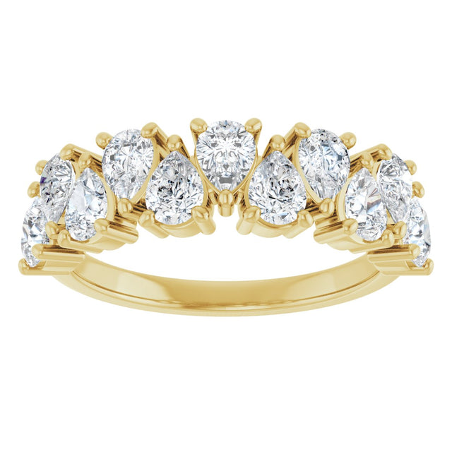 14K Gold Pear Natural Diamond Scattered Anniversary Band – 1 1/2 CTW - Yellow Gold - view 3