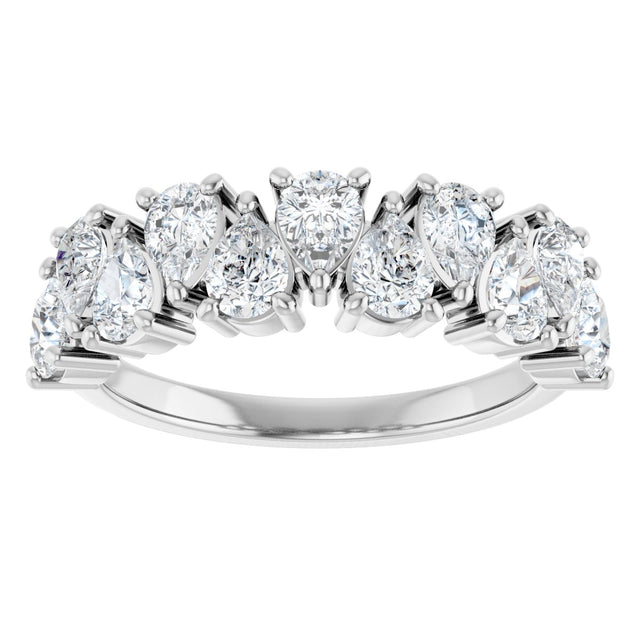 Platinum Pear Natural Diamond Scattered Anniversary Band – 1 1/2 CTW - view 3