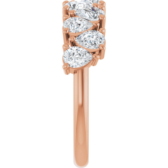 14K Gold Pear Lab-Grown Diamond Scattered Anniversary Band – 1 1/2 CTW - Rose Gold - view 4