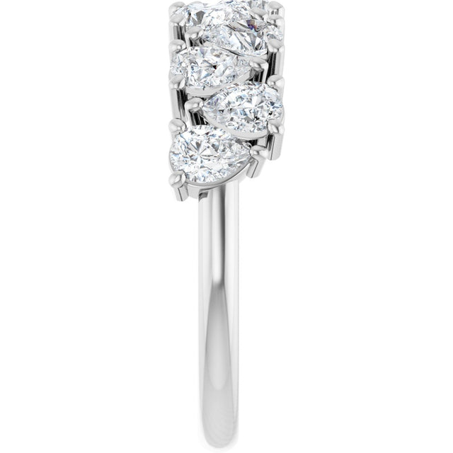Platinum Pear Natural Diamond Scattered Anniversary Band – 1 1/2 CTW - view 4