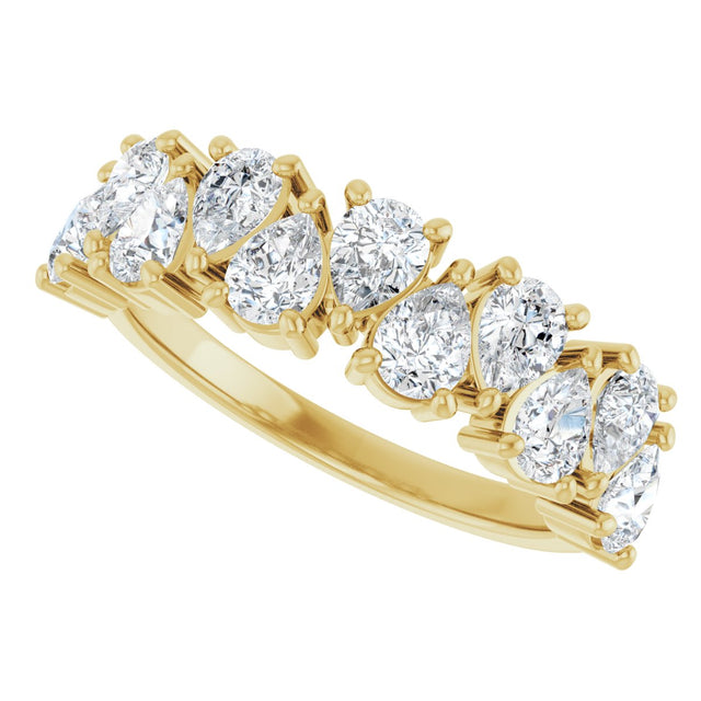 14K Gold Pear Natural Diamond Scattered Anniversary Band – 1 1/2 CTW - Yellow Gold - view 5