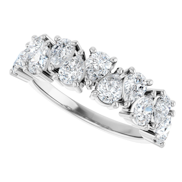 Platinum Pear Natural Diamond Scattered Anniversary Band – 1 1/2 CTW - view 5
