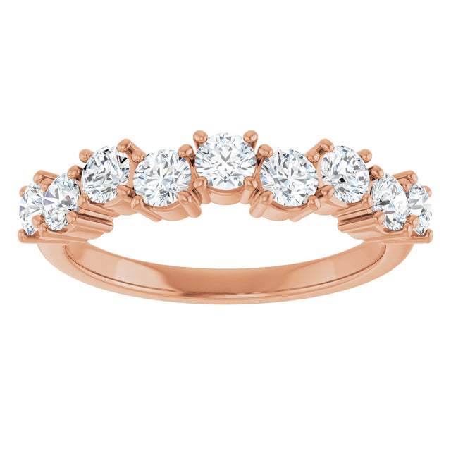 14K Gold Round Lab-Grown Diamond Scattered Anniversary Band – 1/2–9/10 CTW - Rose Gold - view 3