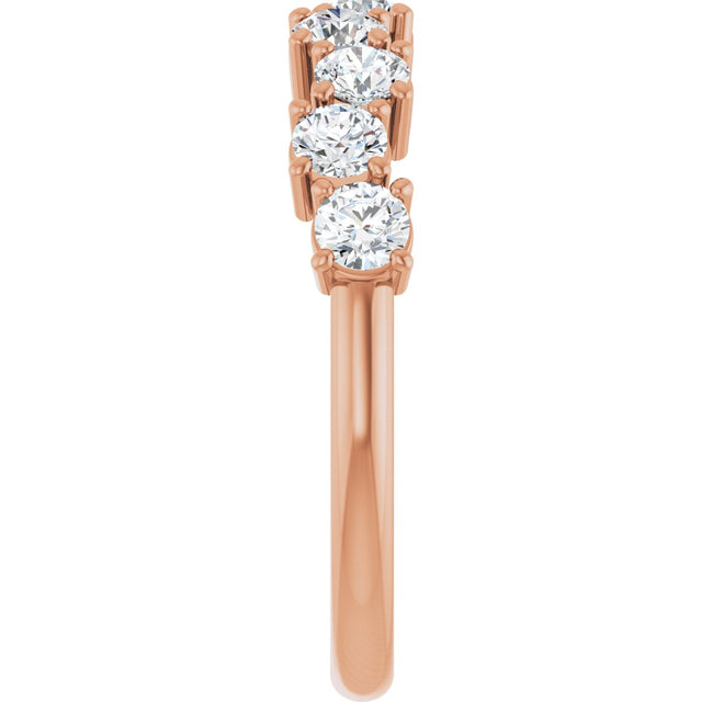 14K Gold Round Lab-Grown Diamond Scattered Anniversary Band – 1/2–9/10 CTW - Rose Gold - view 4