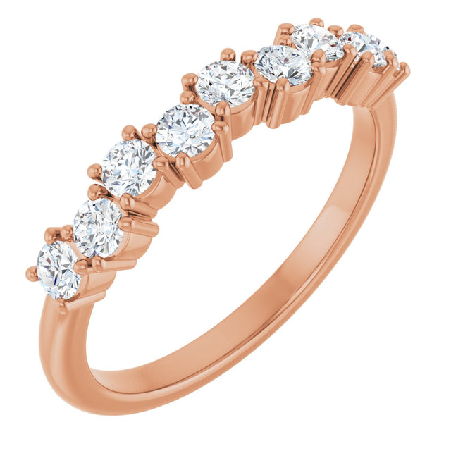 14K Gold Round Lab-Grown Diamond Scattered Anniversary Band – 1/2–9/10 CTW - Rose Gold