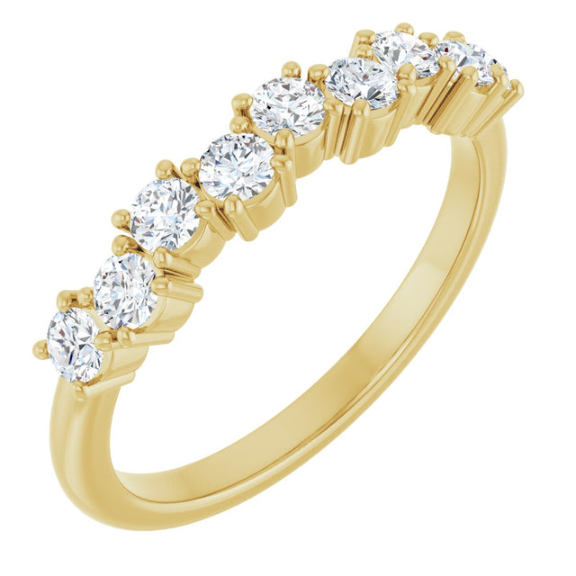 14K Gold Round Natural Diamond Scattered Anniversary Band – 2.5 mm Stones - Yellow Gold