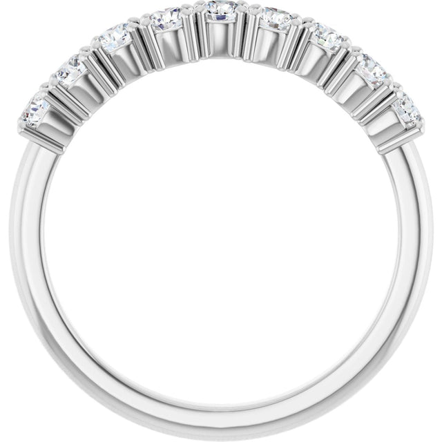 14K Gold Round Natural Diamond Scattered Anniversary Band – 2.5 mm Stones - White Gold - view 2