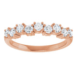 14K Gold Round Natural Diamond Scattered Anniversary Band – 3 mm Stones - Rose Gold - view 3