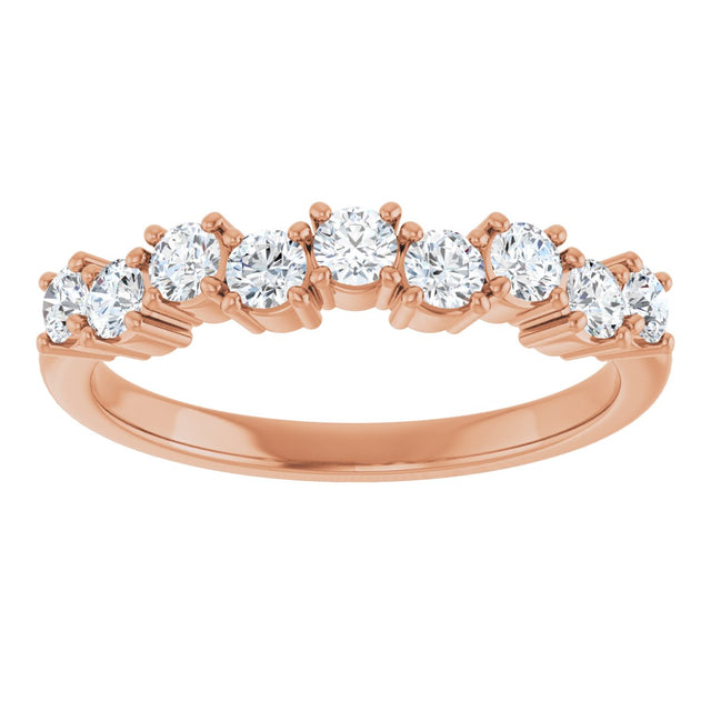 14K Gold Round Natural Diamond Scattered Anniversary Band – 3 mm Stones - Rose Gold - view 3