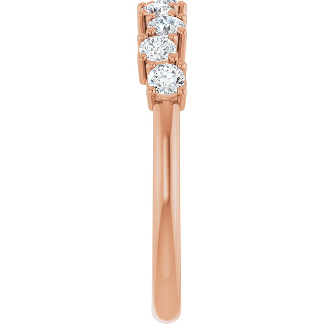 14K Gold Round Lab-Grown Diamond Scattered Anniversary Band – 1/2–9/10 CTW - Rose Gold - view 4