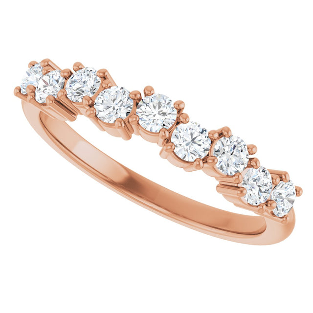 14K Gold Round Lab-Grown Diamond Scattered Anniversary Band – 1/2–9/10 CTW - Rose Gold - view 5
