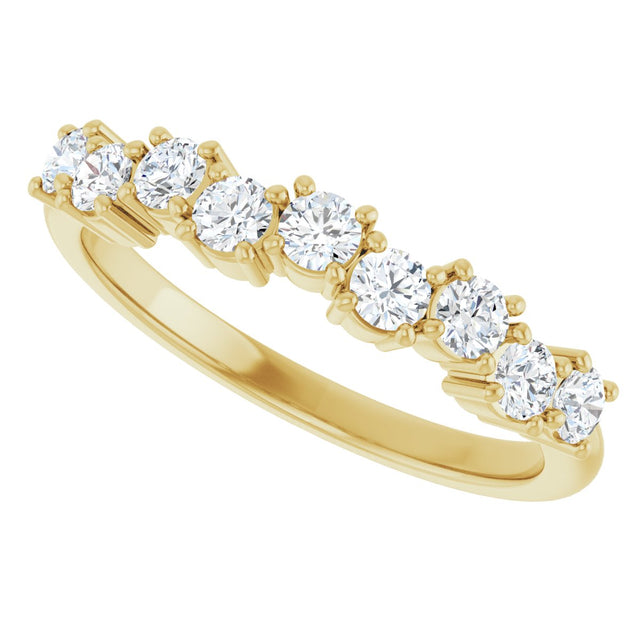 14K Gold Round Natural Diamond Scattered Anniversary Band – 2.5 mm Stones - Yellow Gold - view 5