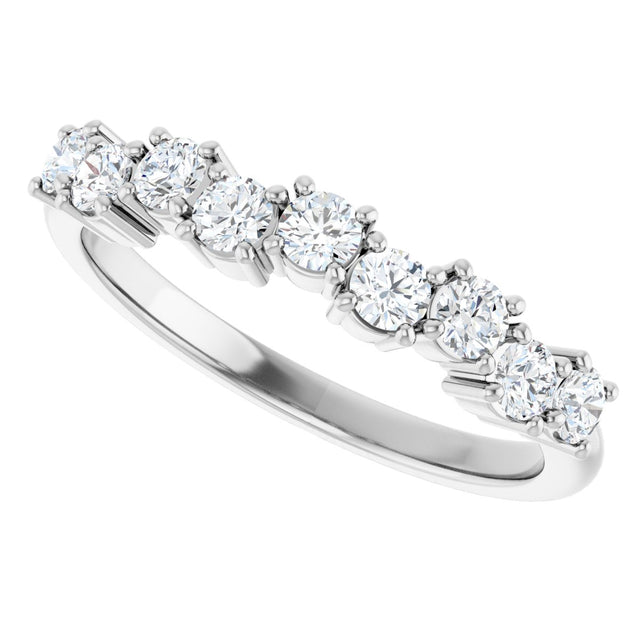 14K Gold Round Lab-Grown Diamond Scattered Anniversary Band – 1/2–9/10 CTW - White Gold - view 5