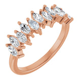 14K Gold Marquise Natural Diamond Scattered Anniversary Band – 3/4–1 3/8 CTW - Rose Gold