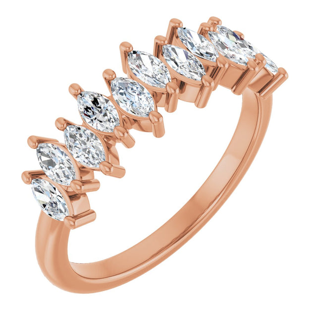 14K Gold Marquise Lab-Grown Diamond Scattered Anniversary Band – 3/4–1 3/8 CTW - Rose Gold