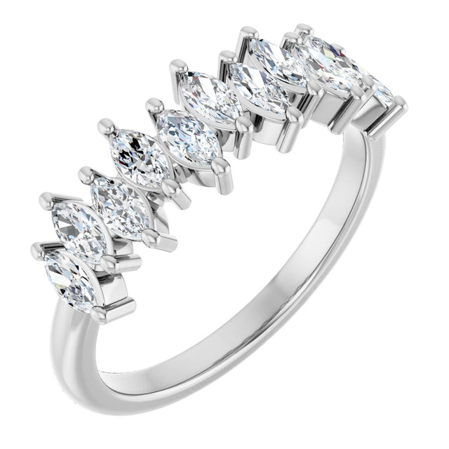 Platinum Marquise Natural Diamond Scattered Anniversary Band – 3/4–1 3/8 CTW