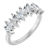 14K Gold Marquise Natural Diamond Scattered Anniversary Band – 3/4–1 3/8 CTW - White Gold