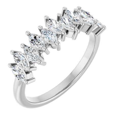 Platinum Marquise Lab-Grown Diamond Scattered Anniversary Band – 3/4–1 3/8 CTW