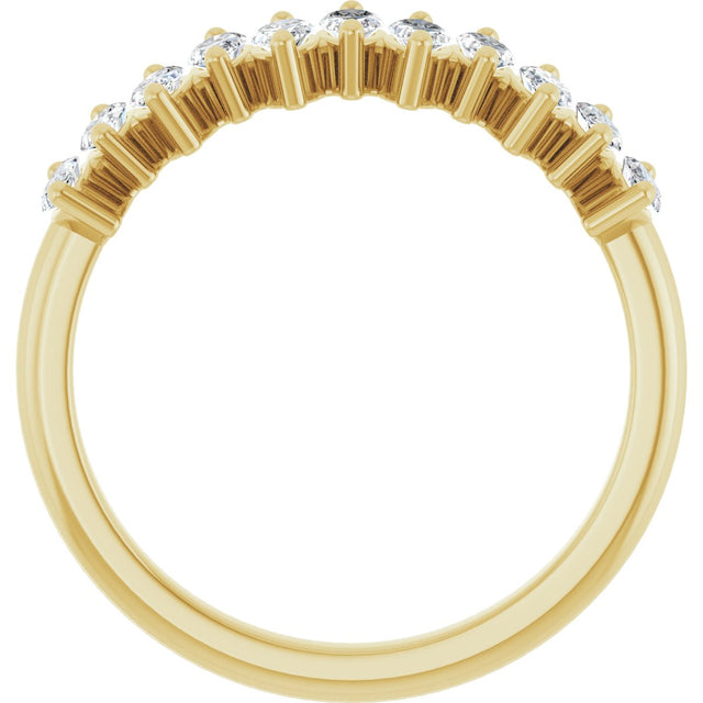 14K Gold Marquise Lab-Grown Diamond Scattered Anniversary Band – 3/4–1 3/8 CTW - Yellow Gold - view 2