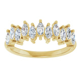 14K Gold Marquise Lab-Grown Diamond Scattered Anniversary Band – 3/4–1 3/8 CTW - Yellow Gold - view 3