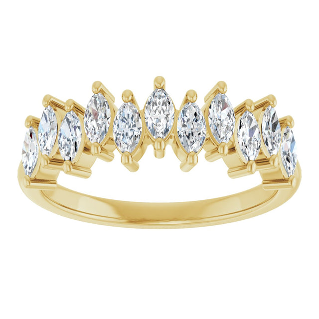 14K Gold Marquise Lab-Grown Diamond Scattered Anniversary Band – 3/4–1 3/8 CTW - Yellow Gold - view 3
