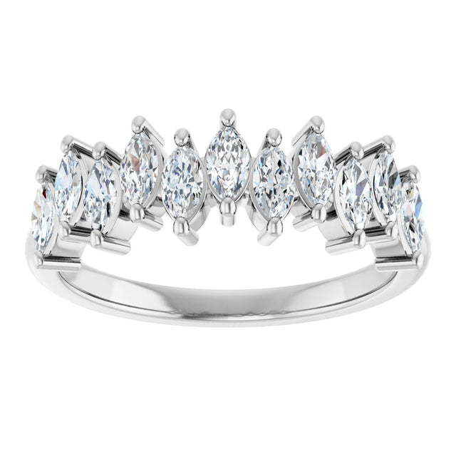 Platinum Marquise Natural Diamond Scattered Anniversary Band – 3/4–1 3/8 CTW - view 3