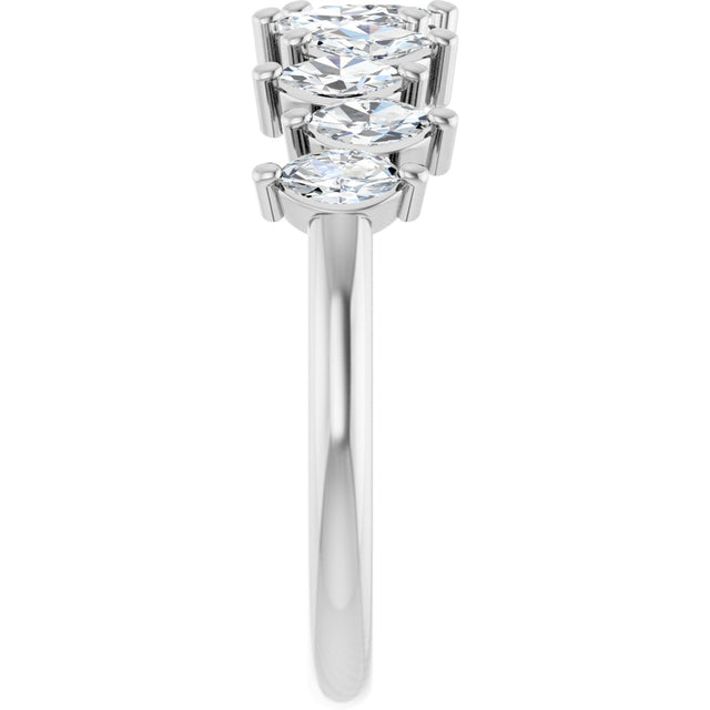 Platinum Marquise Natural Diamond Scattered Anniversary Band – 3/4–1 3/8 CTW - view 4