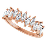 14K Gold Marquise Lab-Grown Diamond Scattered Anniversary Band – 3/4–1 3/8 CTW - Rose Gold - view 5
