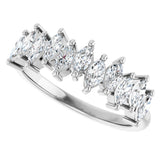 Platinum Marquise Natural Diamond Scattered Anniversary Band – 3/4–1 3/8 CTW - view 5