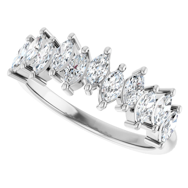 Platinum Marquise Lab-Grown Diamond Scattered Anniversary Band – 3/4–1 3/8 CTW - view 5