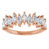14K Gold Marquise Lab-Grown Diamond Scattered Anniversary Band – 3/4–1 3/8 CTW - Rose Gold - view 3