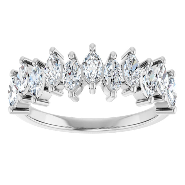 Platinum Marquise Natural Diamond Scattered Anniversary Band – 3/4–1 3/8 CTW - view 3