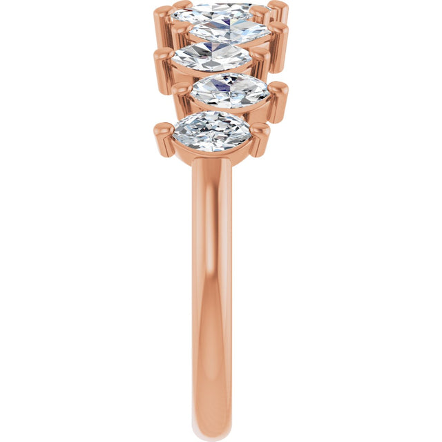 14K Gold Marquise Lab-Grown Diamond Scattered Anniversary Band – 3/4–1 3/8 CTW - Rose Gold - view 4