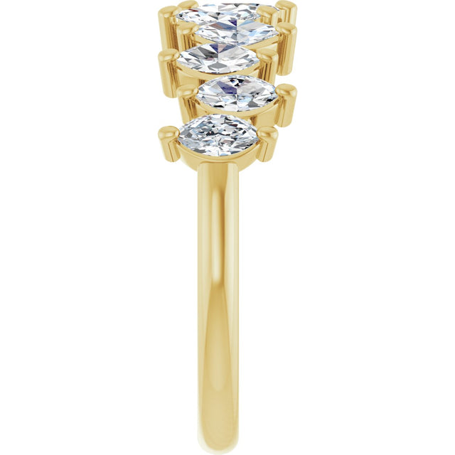 14K Gold Marquise Lab-Grown Diamond Scattered Anniversary Band – 3/4–1 3/8 CTW - Yellow Gold - view 4