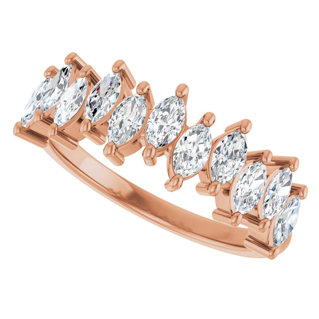 14K Gold Marquise Lab-Grown Diamond Scattered Anniversary Band – 3/4–1 3/8 CTW - Rose Gold - view 5