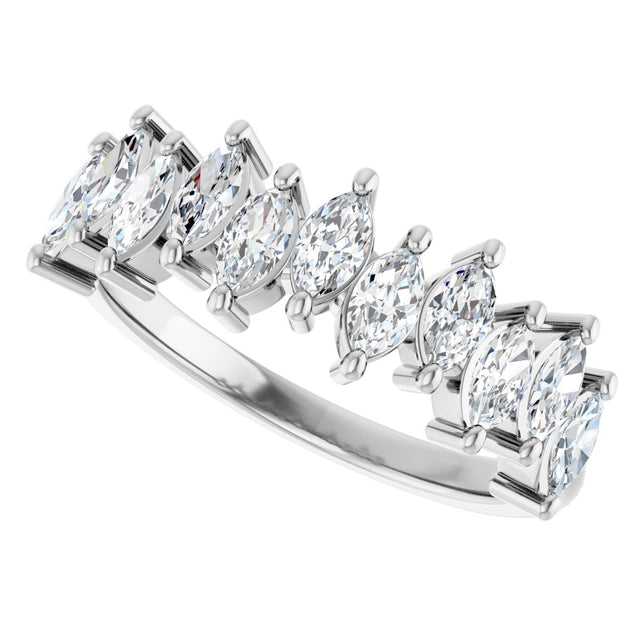 Platinum Marquise Lab-Grown Diamond Scattered Anniversary Band – 3/4–1 3/8 CTW - view 5