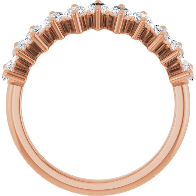 14K Gold Marquise Lab-Grown Diamond Scattered Anniversary Band – 3/4–1 3/8 CTW - Rose Gold - view 2