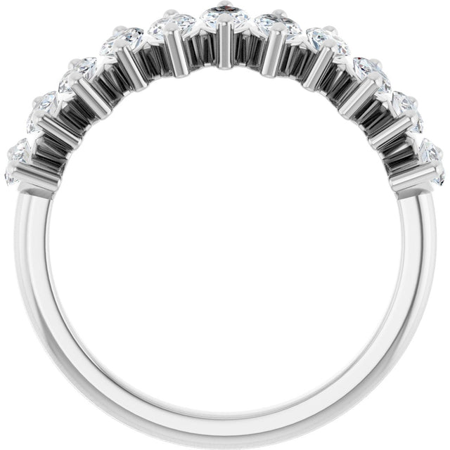 Platinum Marquise Natural Diamond Scattered Anniversary Band – 3/4–1 3/8 CTW - view 2