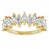14K Gold Marquise Lab-Grown Diamond Scattered Anniversary Band – 3/4–1 3/8 CTW - Yellow Gold - view 3
