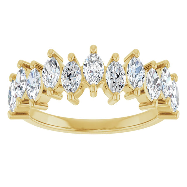 14K Gold Marquise Lab-Grown Diamond Scattered Anniversary Band – 3/4–1 3/8 CTW - Yellow Gold - view 3
