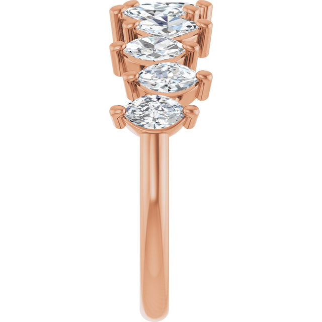 14K Gold Marquise Lab-Grown Diamond Scattered Anniversary Band – 3/4–1 3/8 CTW - Rose Gold - view 4