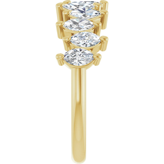14K Gold Marquise Lab-Grown Diamond Scattered Anniversary Band – 3/4–1 3/8 CTW - Yellow Gold - view 4